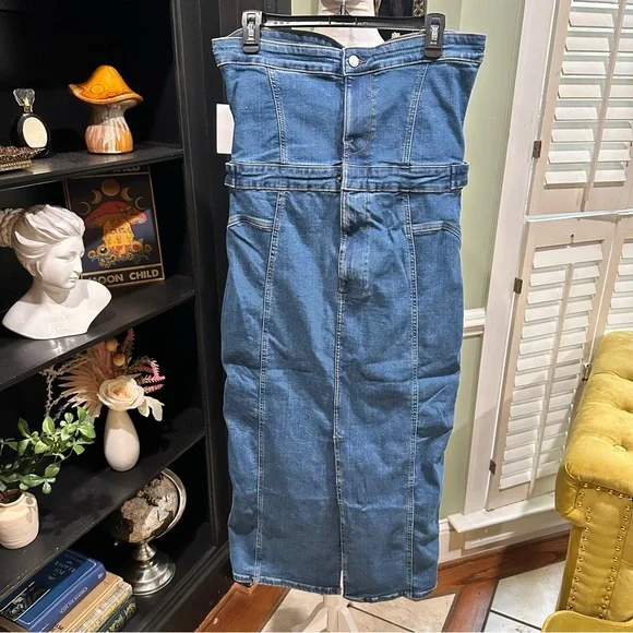 Good American Strapless Denim Midi Dress – Size L - Picture 8 of 15